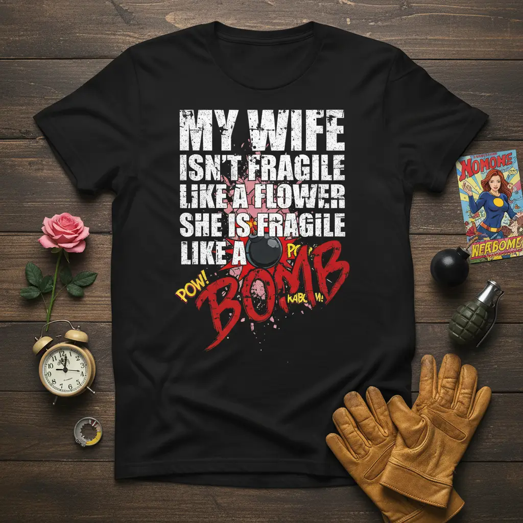 My Wife Isn’t Fragile Like a Bomb Funny Wife T-Shirt