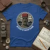 Mystery of Easter Island t-shirt with a Moai statue graphic and text