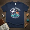 Mythical Creatures Of Land Sea Air t-shirt with unicorn, mermaid, fairy, and lotus flowers in a circular design