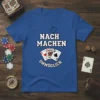 T-shirt with German text "Nach Machen Unmöglich" and a poker hand graphic featuring King, Queen, and Ace cards