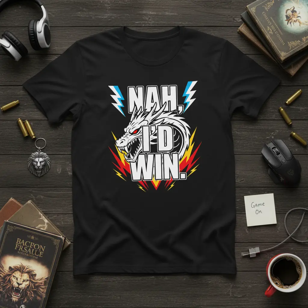 Nah, I’d Win Dragon Gaming T-Shirt Funny Gift for Gamers