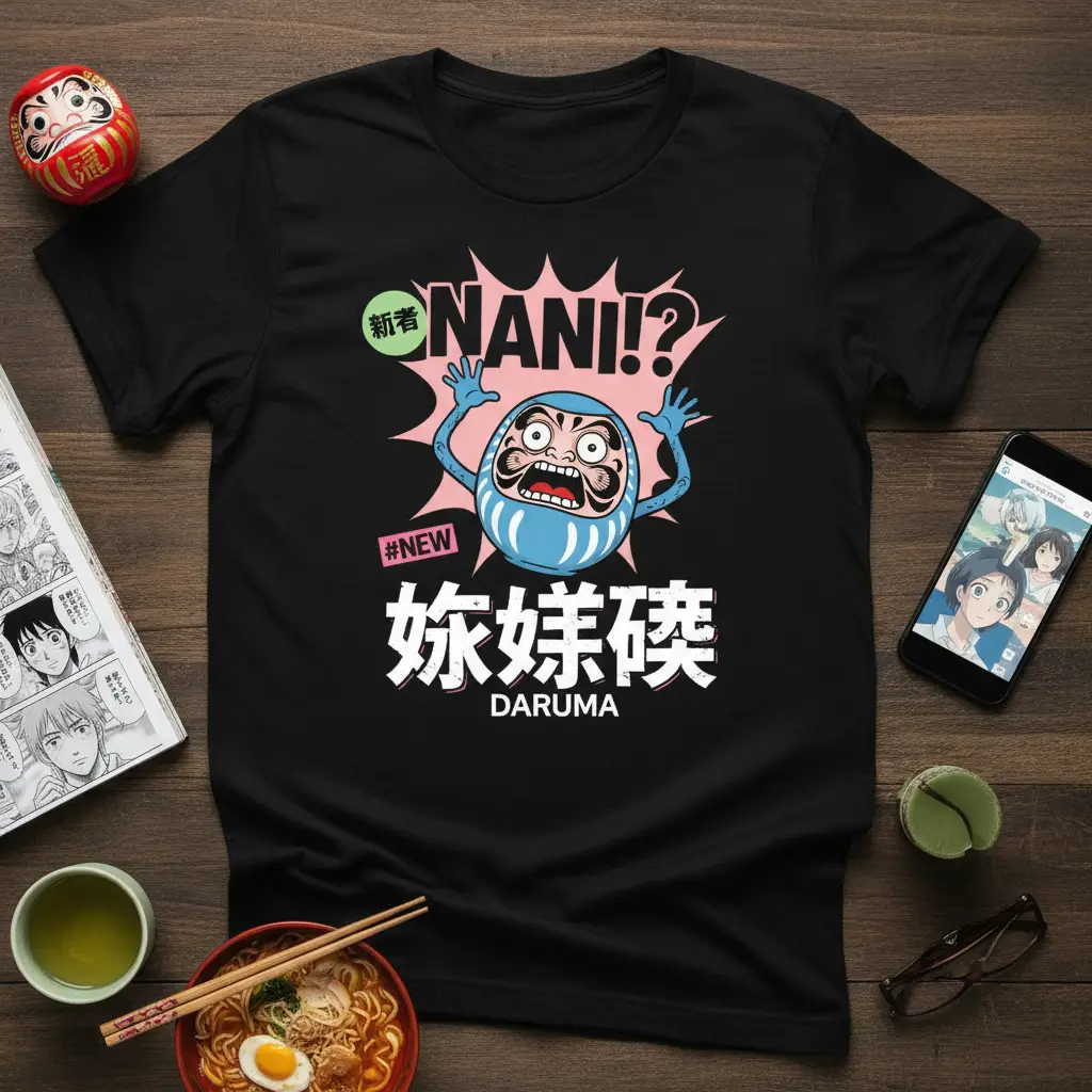 Nani!? Daruma Japanese Anime T-Shirt Funny Manga Gift