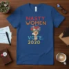 Nasty Women Vote 2020 T-Shirt with colorful text and floral fist graphic