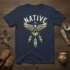 Native Eagle Dreamcatcher T-Shirt with bold "NATIVE" text and a central eagle graphic with feathers
