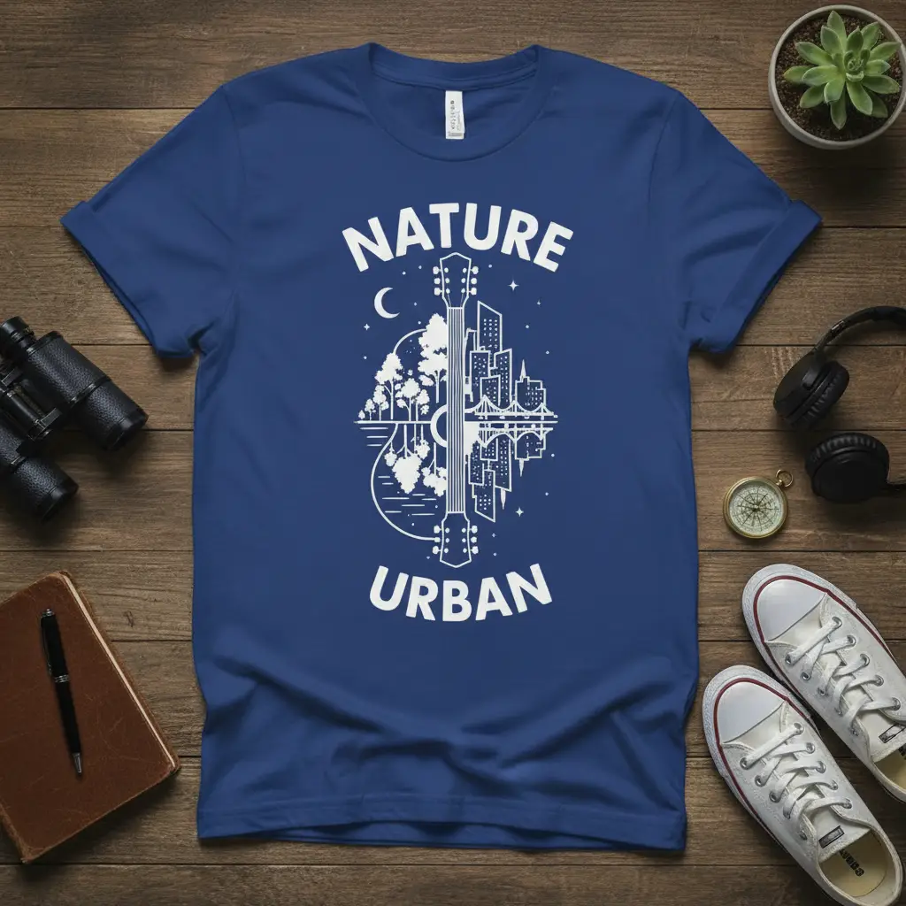 Nature Urban Guitar T-Shirt Music & Outdoors Blend