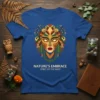 Nature's Embrace Spirit of the Wild t-shirt featuring a stylized face with floral and leaf elements, text below