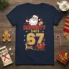 Naughty Since 67 Christmas T-Shirt with Santa, reindeer, and sleigh graphic
