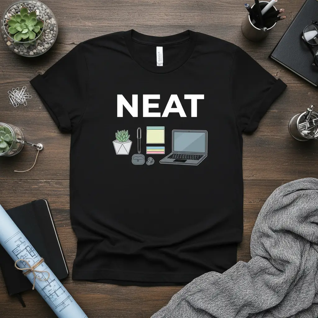 Neat Desk Setup T-Shirt Funny Office Humor Gift