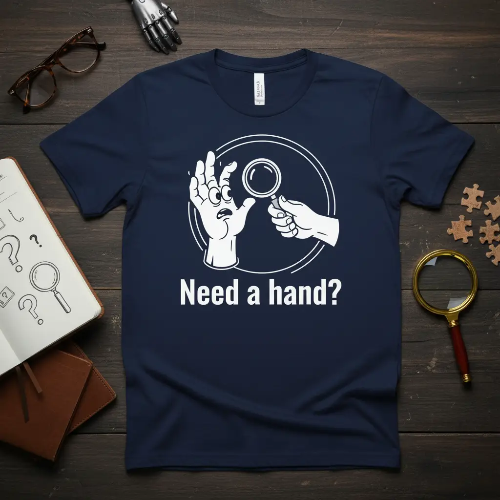 Need a Hand? Funny Detective Magnifying Glass T-Shirt