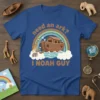 Blue t-shirt with "need an ark? I NOAH GUY" text, featuring Noah's Ark graphic with animals and a rainbow