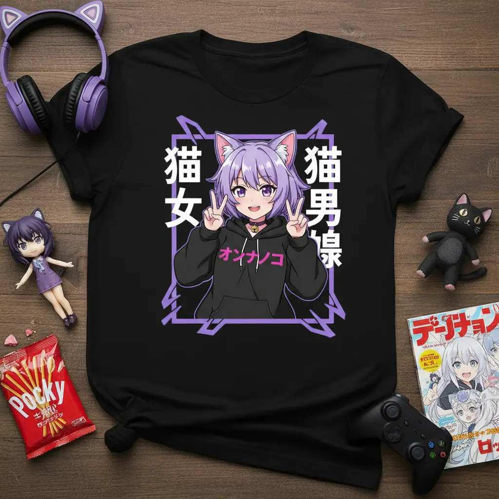 Neko Shoujo Onnanoko Neko Danshi Anime T-Shirt Gift