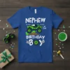 Nephew of the Birthday Boy t-shirt with a green monster truck graphic and checkered flag accents