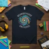 Neurodiverse Universe t-shirt with a colorful spiral galaxy design and white text