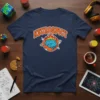 Navy blue t-shirt with "NEUROSPICY" text above a graphic of a brain on fire with chili peppers, representing neurodivergent pride