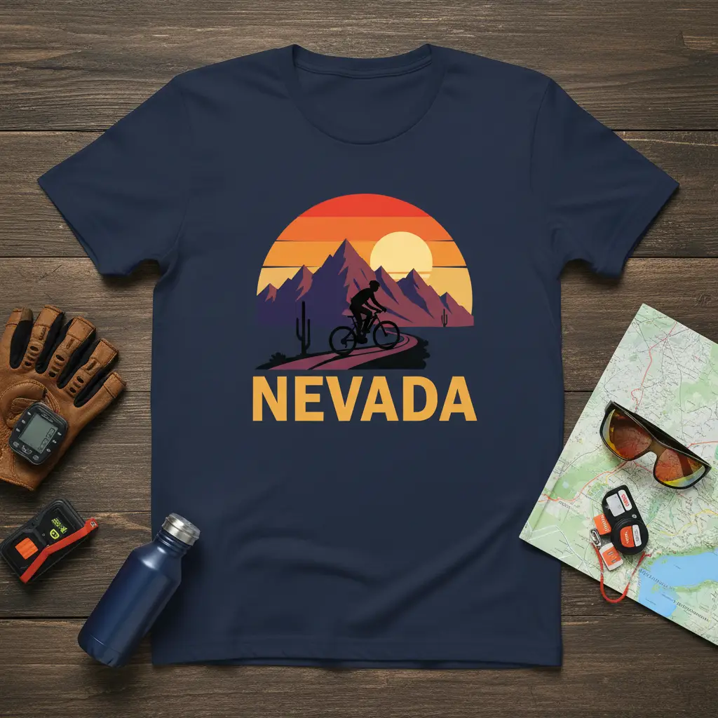 Nevada Mountain Biking Sunset T-Shirt Adventure Gift