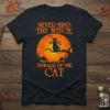 Never Mind The Witch Beware Of The Cat Halloween T-Shirt with black cat graphic