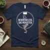 Nevertheless, She Persisted quote tee with an open book graphic and floral accents, navy blue shirt