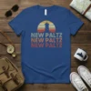 Retro New Paltz New Paltz New Paltz t-shirt design with a sunset graphic and vintage stripes