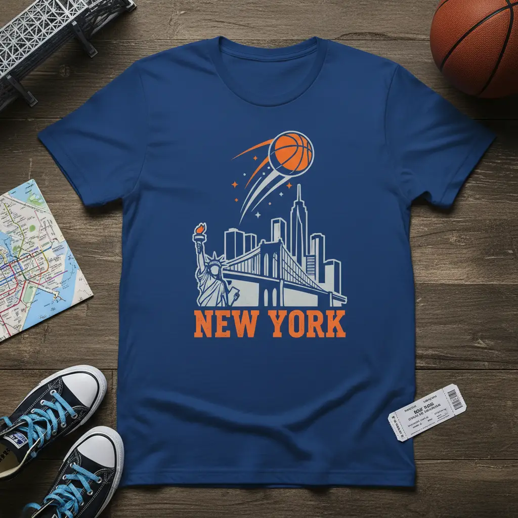 New York Basketball Skyline T-Shirt Nyc Sports Fan Gift