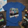 New York Graffiti Subway Train T-Shirt with vibrant urban art design and bold "NEW YORK" text
