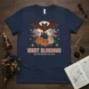 Night Blossoms Enchanted Flora T-Shirt with a cute bat, gothic castle, and dark roses graphic