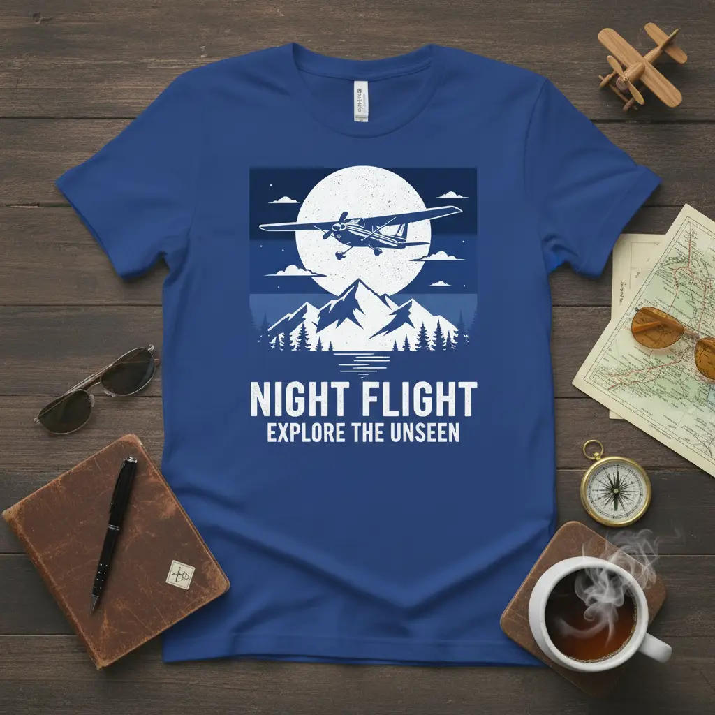 Night Flight Explore the Unseen T-Shirt Aviation Gift