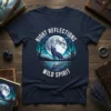 Night Reflections Wild Spirit t-shirt with a howling wolf under a full moon and forest silhouette