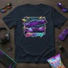 Nightfury cyberpunk racing car t-shirt design with neon accents and circuit board graphics