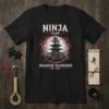 NINJA CLAN SHADOW WARRIORS EST. 1560 t-shirt design with ninjas, pagoda, and cherry blossoms