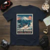 Niseko Hokkaido Winter Trip 2026 graphic tee with skiers, Mount Fuji, and ski lift illustration