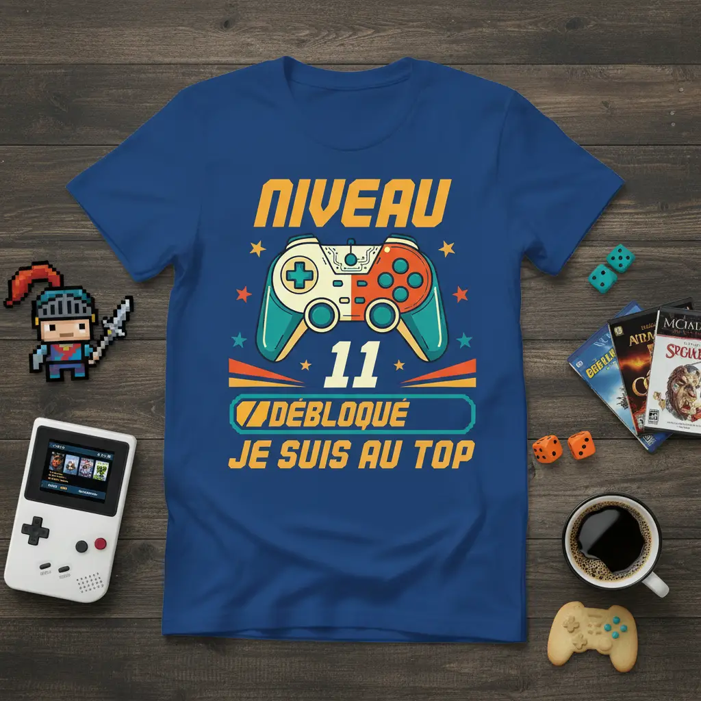 Niveau 11 Débloqué Je Suis Au Top Gamer T-Shirt