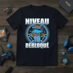 Niveau 19 Débloqué gamer t-shirt design with treasure chest, keys, and number 19 graphic