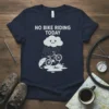 No Bike Riding Today t-shirt design with a sad cloud raining on a bicycle under an umbrella