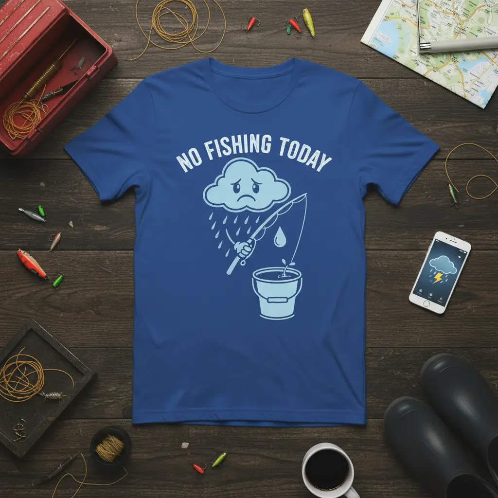 No Fishing Today Funny Rainy Day T-Shirt for Anglers