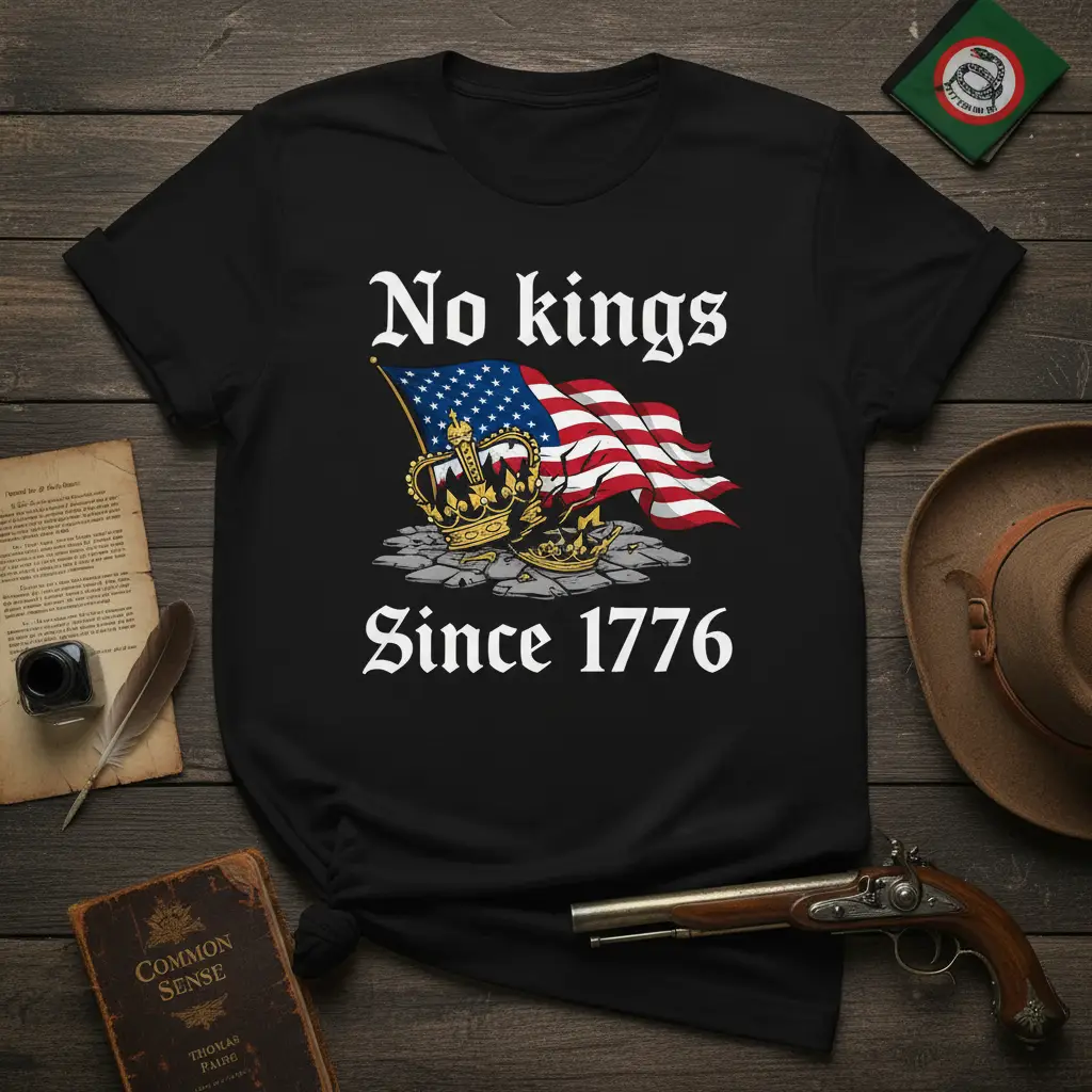 No Kings Since 1776 American Flag T-Shirt Patriotic Gift