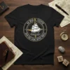 T-shirt with "NO MAN K STEPTH INTO THE SAME RIVER TWICE" quote and sailing ship compass graphic