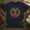No War No Blood For Oil t-shirt design with a tree of life on the globe, surrounded by a laurel