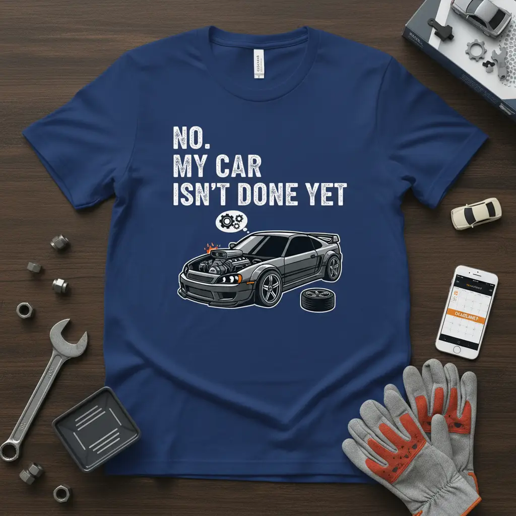 No. My Car Isn’t Done Yet Funny Mechanic T-Shirt