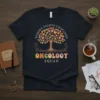 Nobody Fights Canclone Oncology Squad t-shirt with a tree of hearts design and colorful lettering