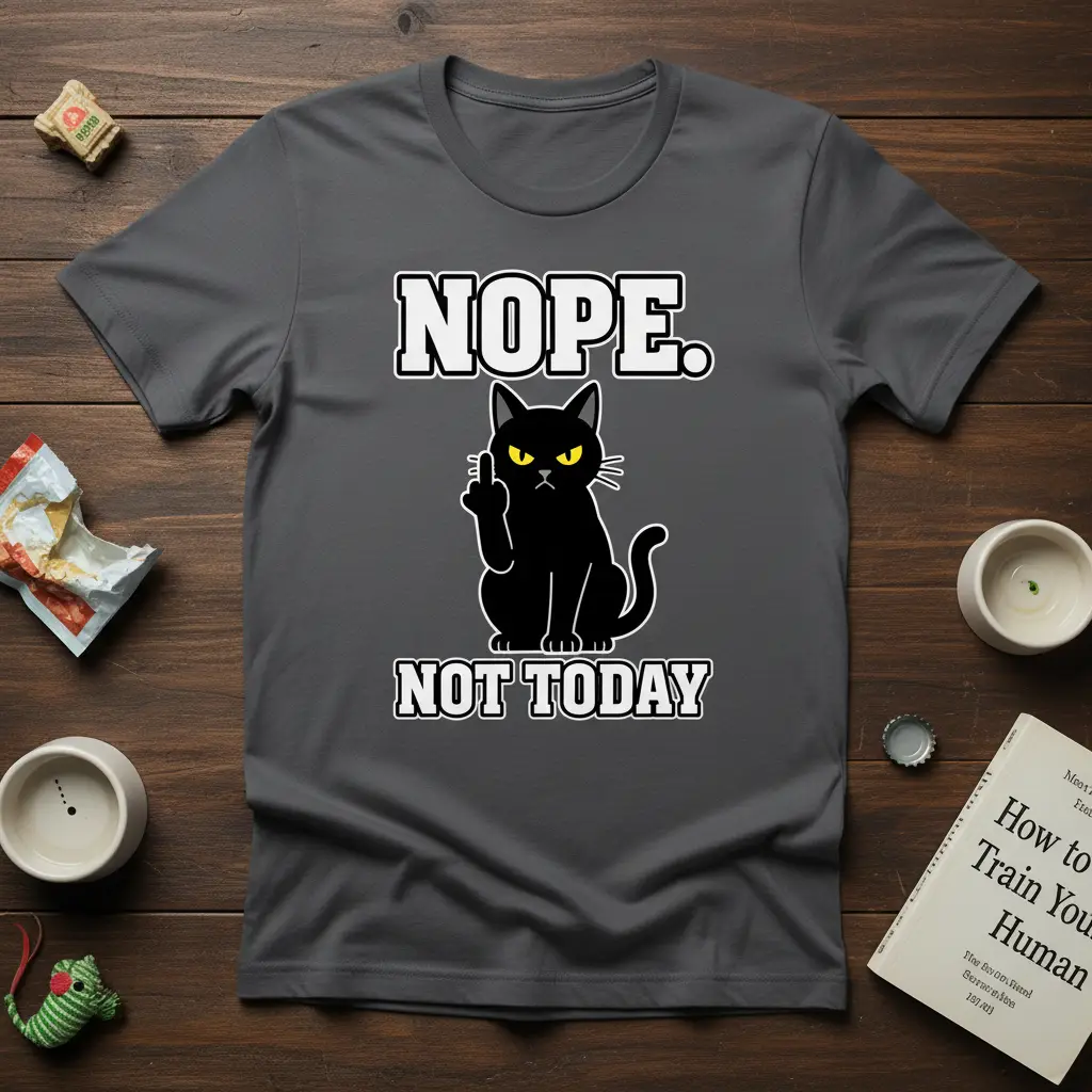 Nope Not Today Funny Cat T-Shirt Sarcastic Pet Lover Gift