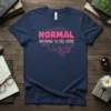 Normal Nothing To See Here brain graphic t-shirt with pink text and outline