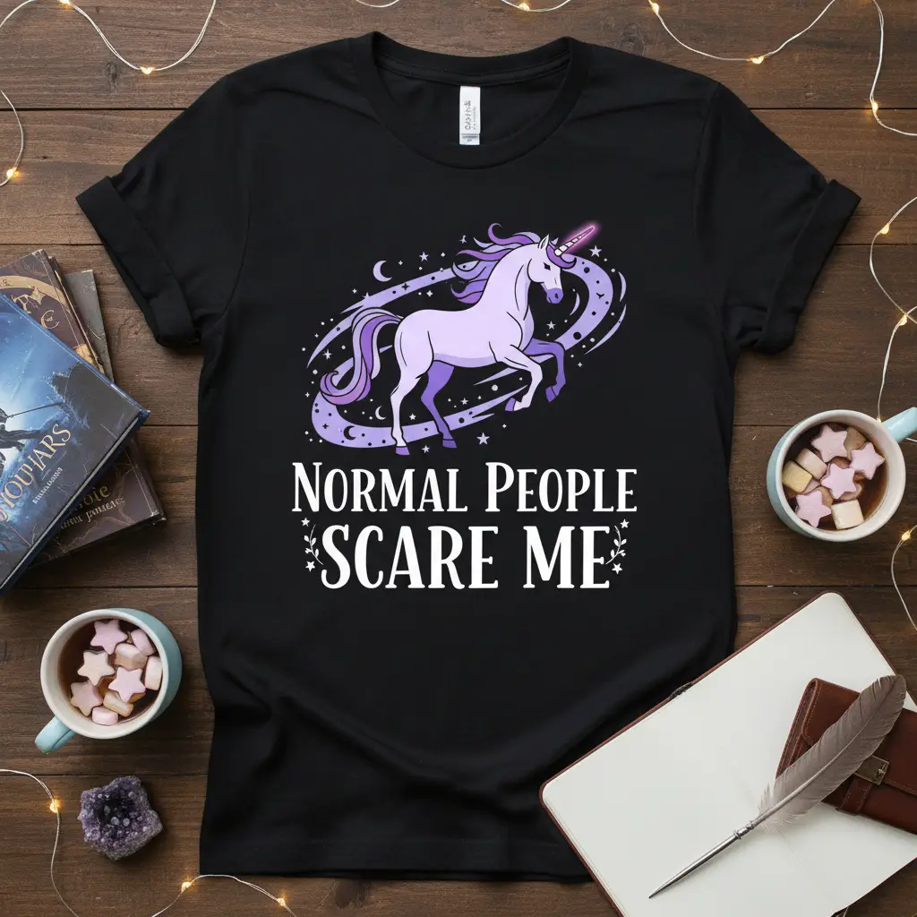 Normal People Scare Me Unicorn T-Shirt Quirky Gift Idea