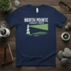 North Pointe Community Church t-shirt with lighthouse graphic and green light beam, featuring crosses