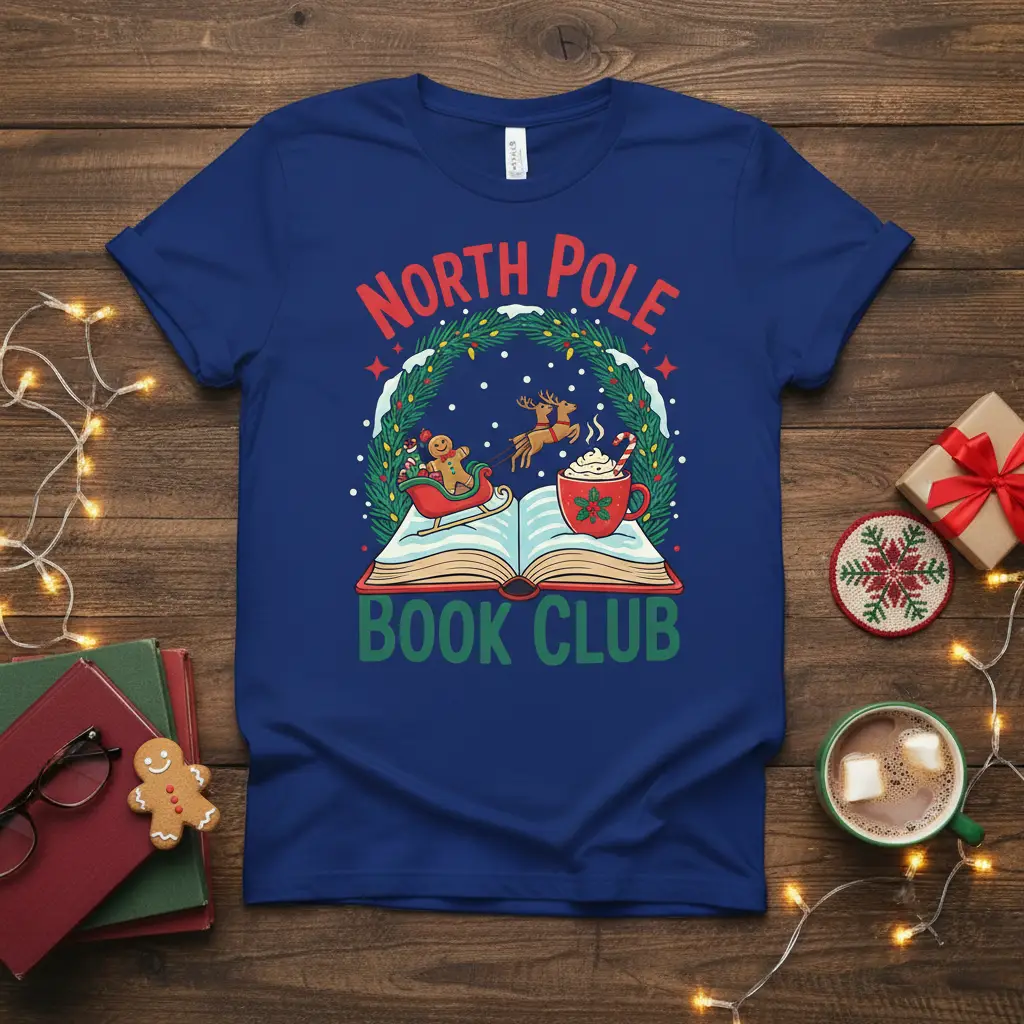 North Pole Book Club Christmas Reading T-Shirt Gift