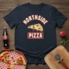 Northside Pizza graphic t-shirt design featuring a slice of pizza and neon-style text