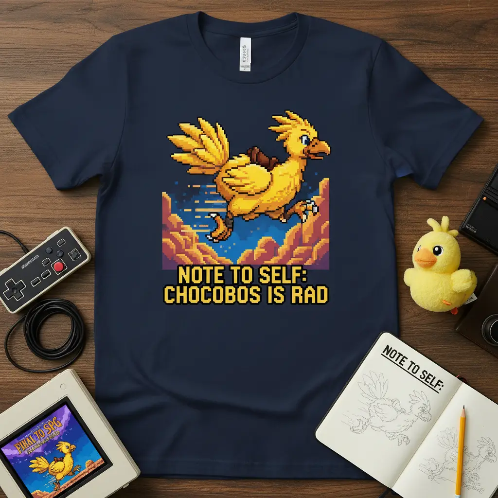 Note to Self: Chocobos Is Rad T-Shirt Retro Gaming Fan Gift