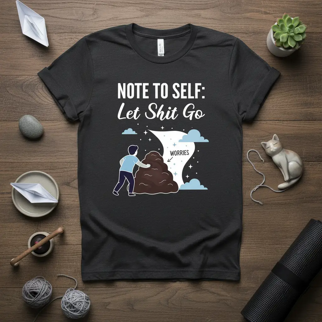Note to Self: Let Shit Go Funny Quote T-Shirt