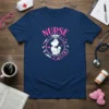 Nurse Mother And Baby T-Shirt design featuring a silhouette of a nurse holding a baby, surrounded by medical symbols like