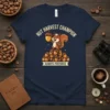 Nut Harvest Champion Always Prepared t-shirt featuring a squirrel holding an acorn atop a pile of nuts