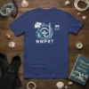 NWPRT t-shirt design featuring a scuba mask, snorkel, and fins with ocean waves